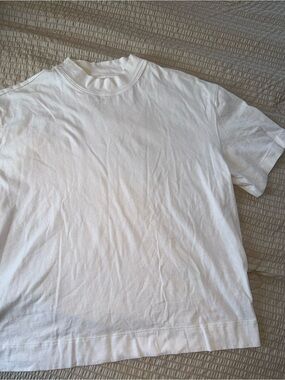 Everlane Boxy White Mock Neck Short Sleeve Organic Cotton Tee medium